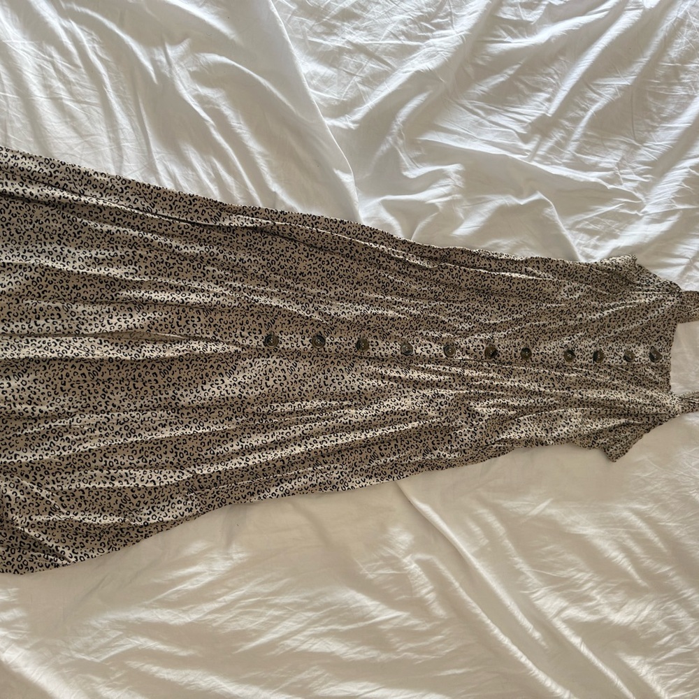 Leopard Print Button-Down Maxi Dress